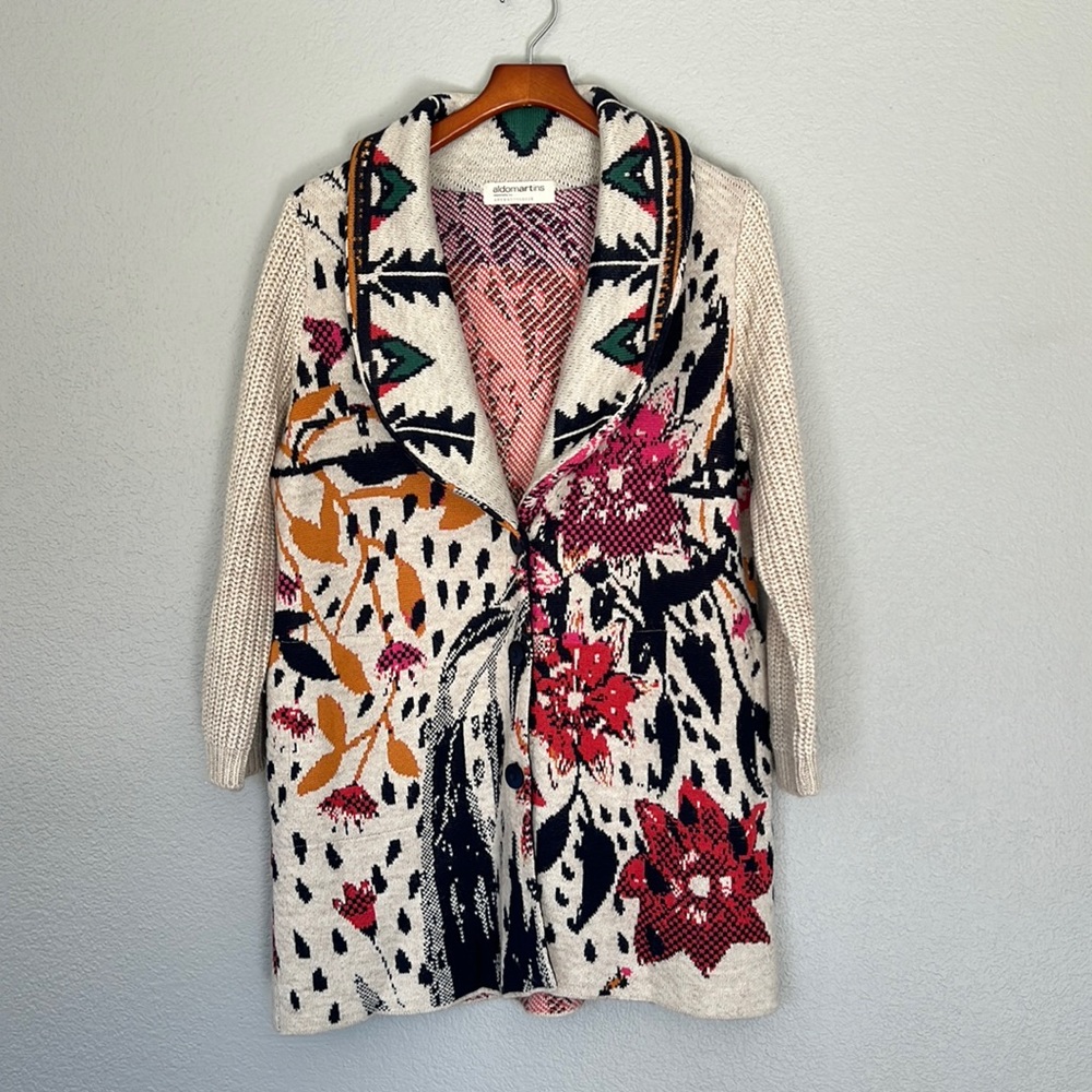 ANTHROPOLOGIE by ALDOMARTINS MARITZA FLORAL SWEATER COAT Size S
